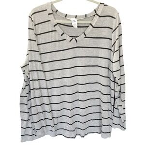 Minimalist Striped V Neck Long Sleeve Top | Sew In Love | 2X